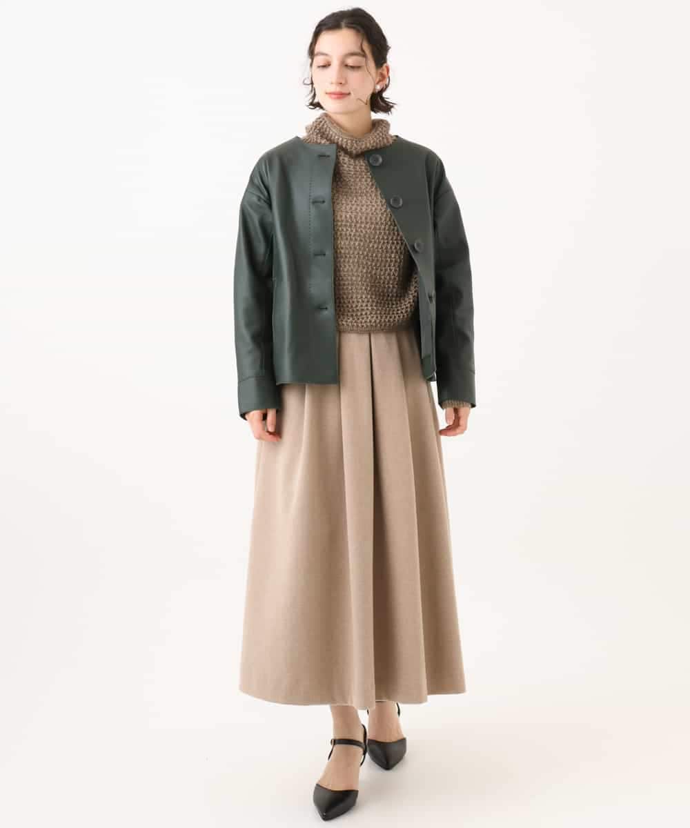 NHHAI86290 GIANNI LO GIUDICE(小さいサイズ)(メゾン ドゥ サンク) [セットアップ対応]タックフレアースカート ベージュ