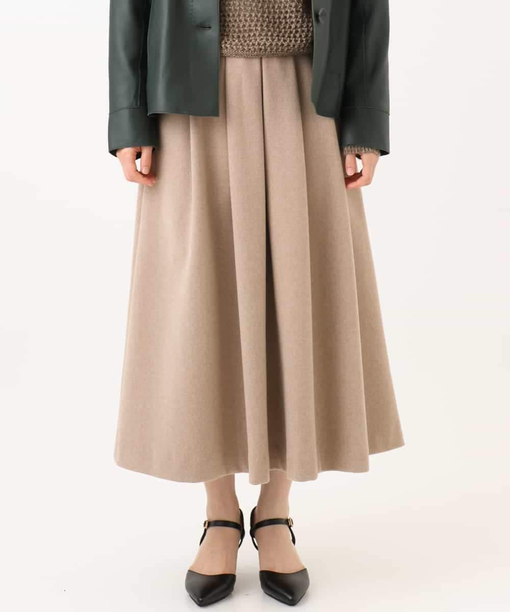 NHHAI86290 GIANNI LO GIUDICE(小さいサイズ)(メゾン ドゥ サンク) [セットアップ対応]タックフレアースカート ベージュ