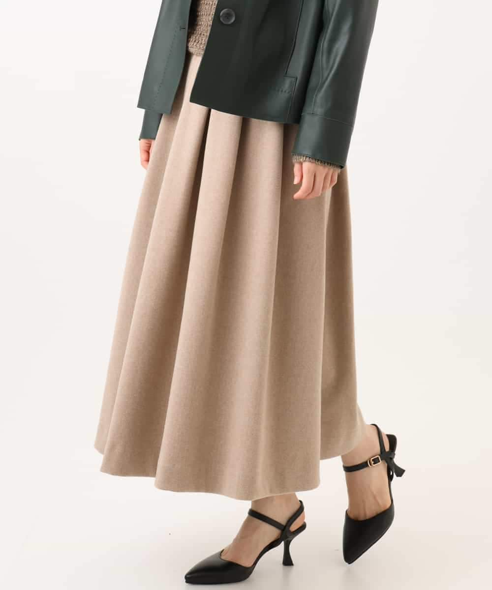 NHHAI86290 GIANNI LO GIUDICE(小さいサイズ)(メゾン ドゥ サンク) [セットアップ対応]タックフレアースカート ベージュ