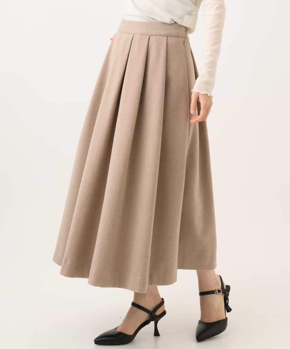 NHHAI86290 GIANNI LO GIUDICE(小さいサイズ)(メゾン ドゥ サンク) [セットアップ対応]タックフレアースカート ベージュ