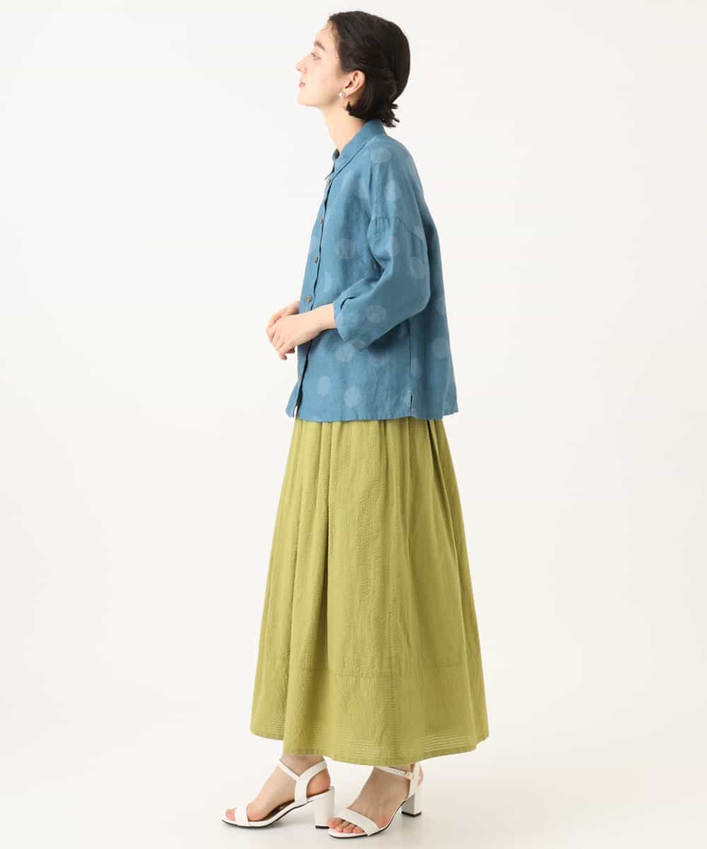 NHHHD05200 GIANNI LO GIUDICE(小さいサイズ)(メゾン ドゥ サンク) コットンシアサッカースカート グリーン