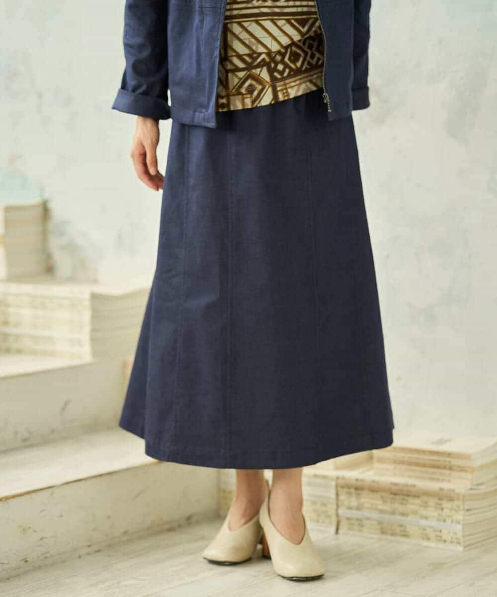 NHHJD14300 GIANNI LO GIUDICE(小さいサイズ)(メゾン ドゥ サンク) [セットアップ対応]デニムライクシャンブレースカート ネイビー