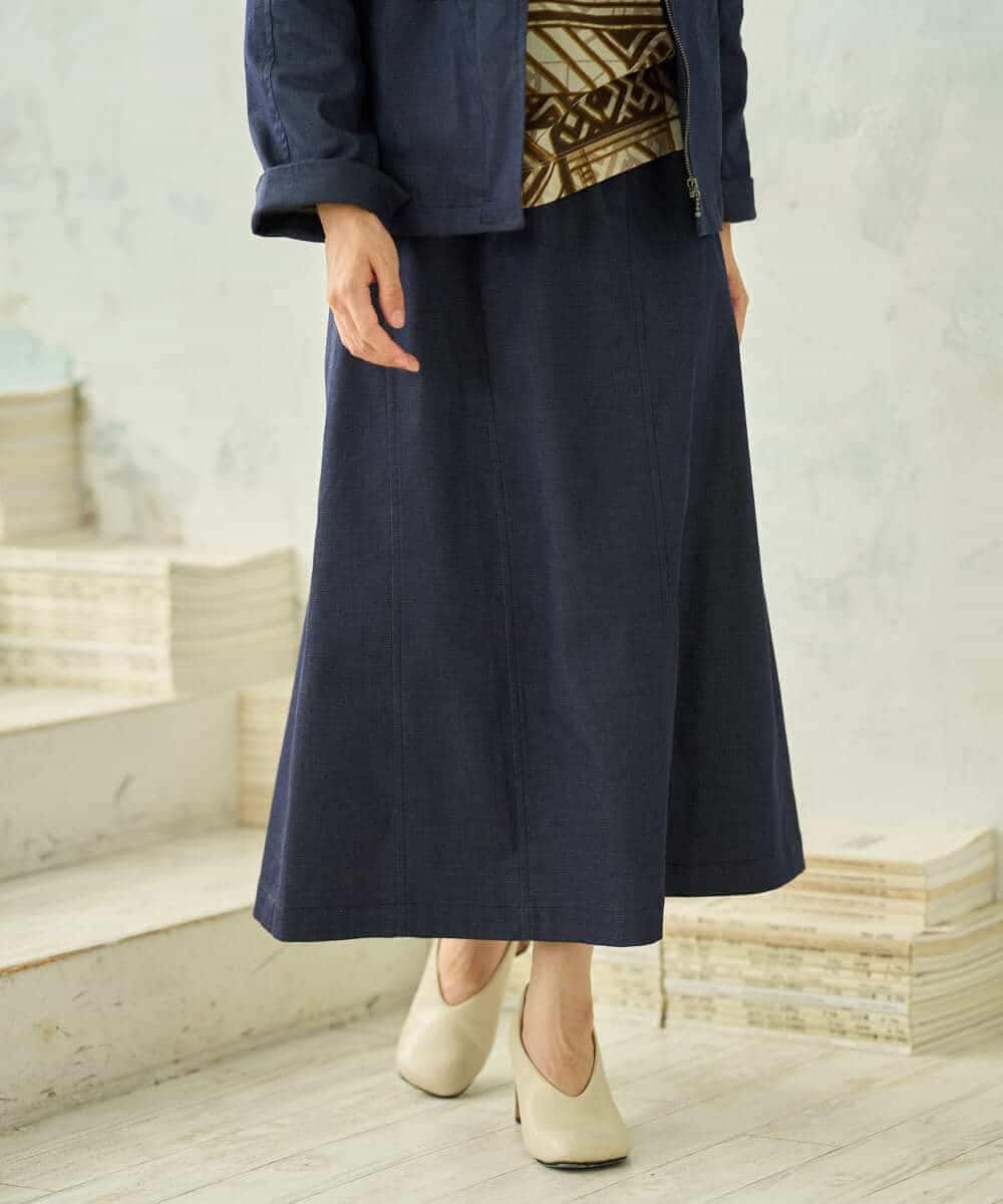 NHHJD14300 GIANNI LO GIUDICE(小さいサイズ)(メゾン ドゥ サンク) [セットアップ対応]デニムライクシャンブレースカート ネイビー