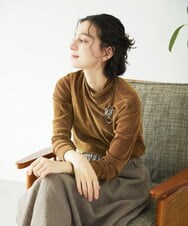 NHKAE40180 GIANNI LO GIUDICE(小さいサイズ)(メゾン ドゥ サンク) [日本製]タマムシパイルフロッキーカットソー ブラウン