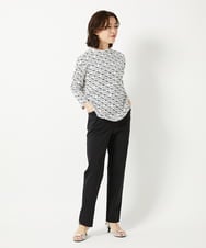 NHKHF89150 GIANNI LO GIUDICE(小さいサイズ)(メゾン ドゥ サンク) ジオメトリックプリントボトルネックカットソー ネイビー