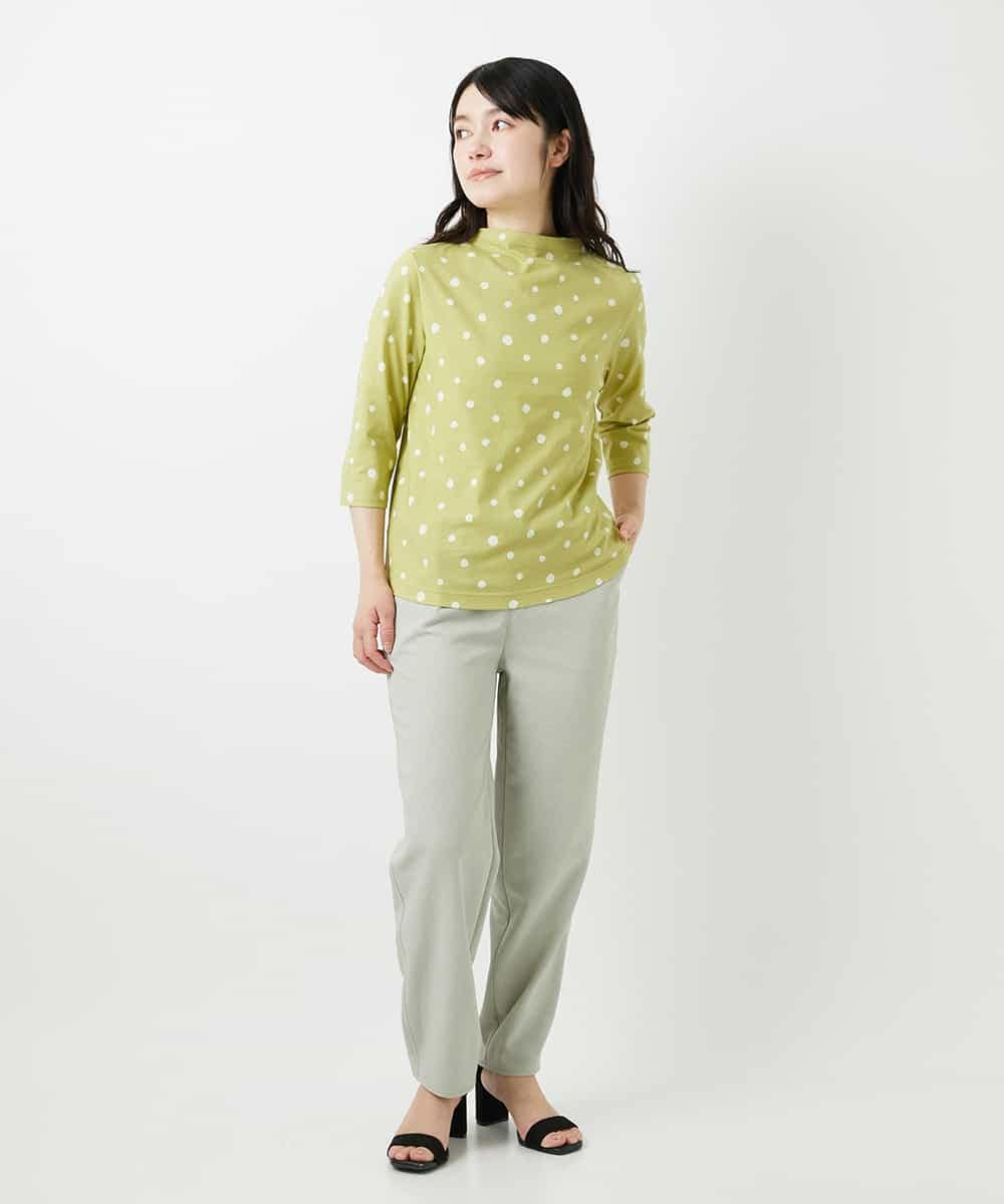NHKHF91150 GIANNI LO GIUDICE(小さいサイズ)(メゾン ドゥ サンク) ドット柄ボトルネックカットソー グリーン