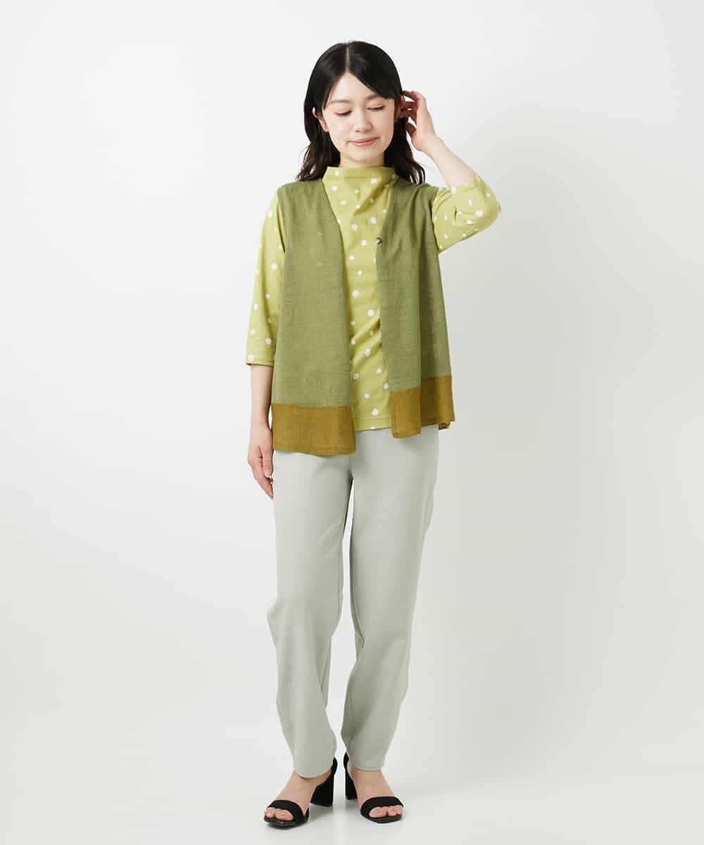 NHKHF91150 GIANNI LO GIUDICE(小さいサイズ)(メゾン ドゥ サンク) ドット柄ボトルネックカットソー グリーン