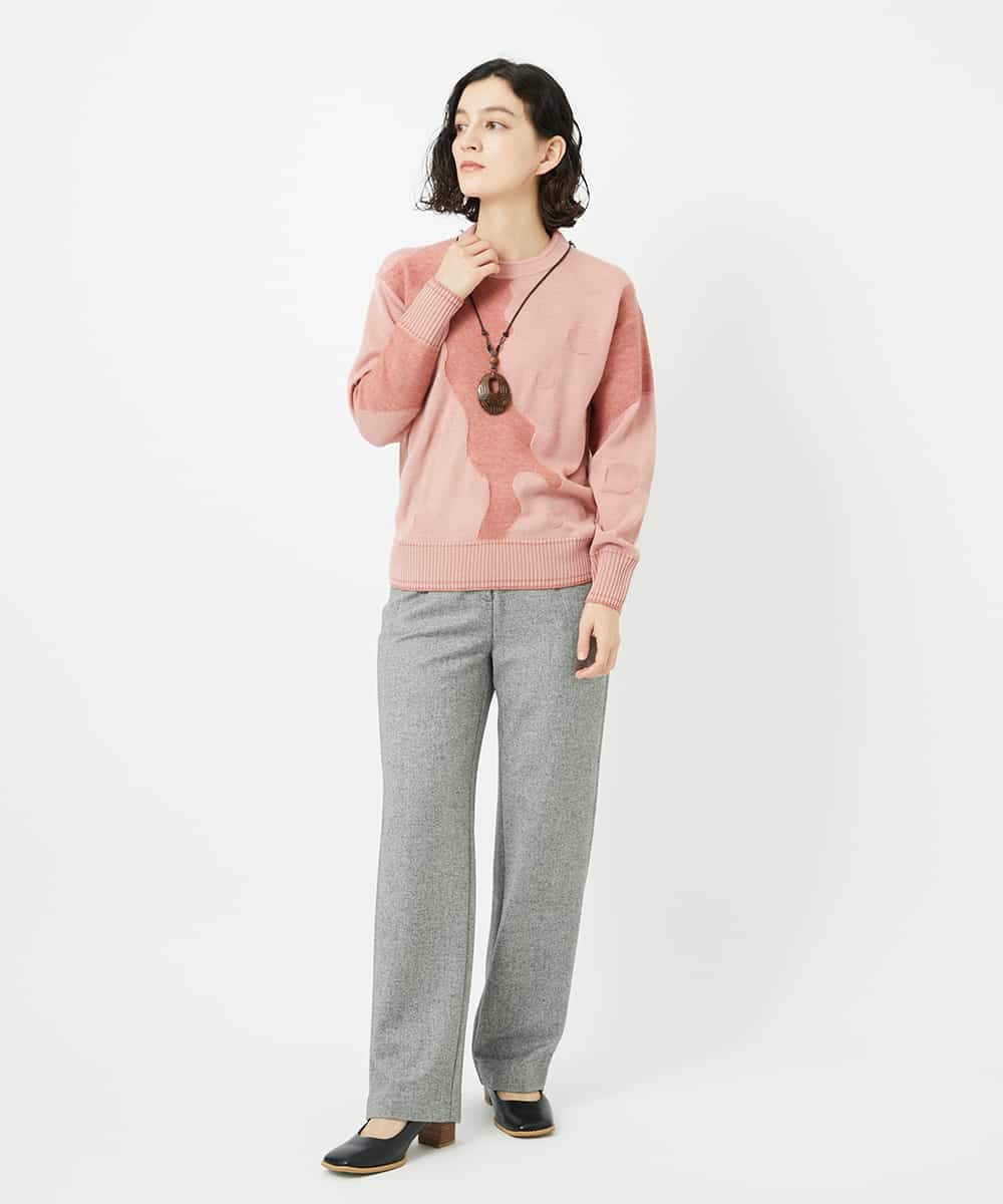 NHLAF85200 GIANNI LO GIUDICE(小さいサイズ)(メゾン ドゥ サンク) [4サイズ展開]ウォッシャブルツイードストレートパンツ ライトグレー