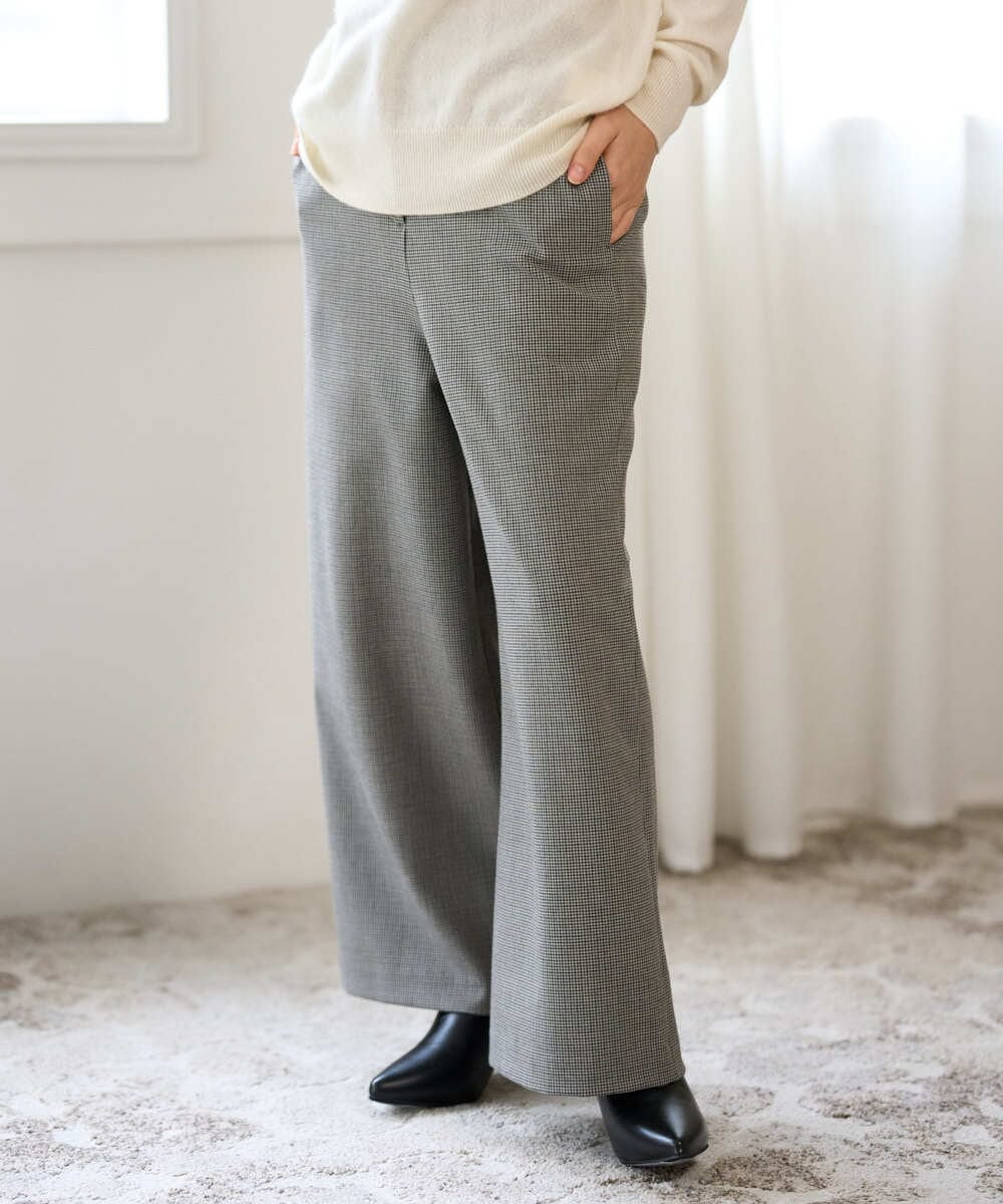 NHLAI89210 GIANNI LO GIUDICE(小さいサイズ)(メゾン ドゥ サンク) [セットアップ対応]チェック柄ワイドストレートパンツ グレー