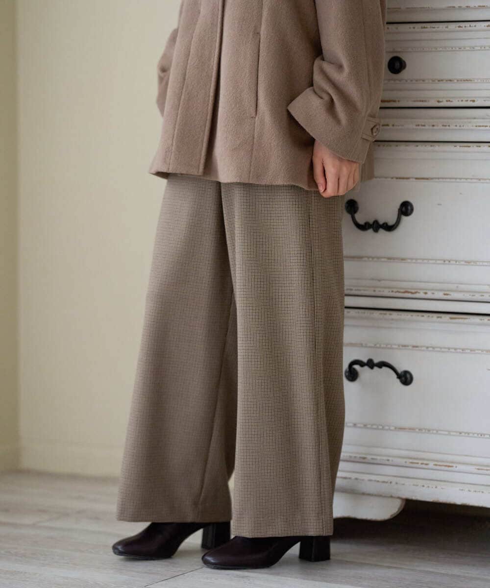 NHLAI89210 GIANNI LO GIUDICE(小さいサイズ)(メゾン ドゥ サンク) [セットアップ対応]チェック柄ワイドストレートパンツ グレー