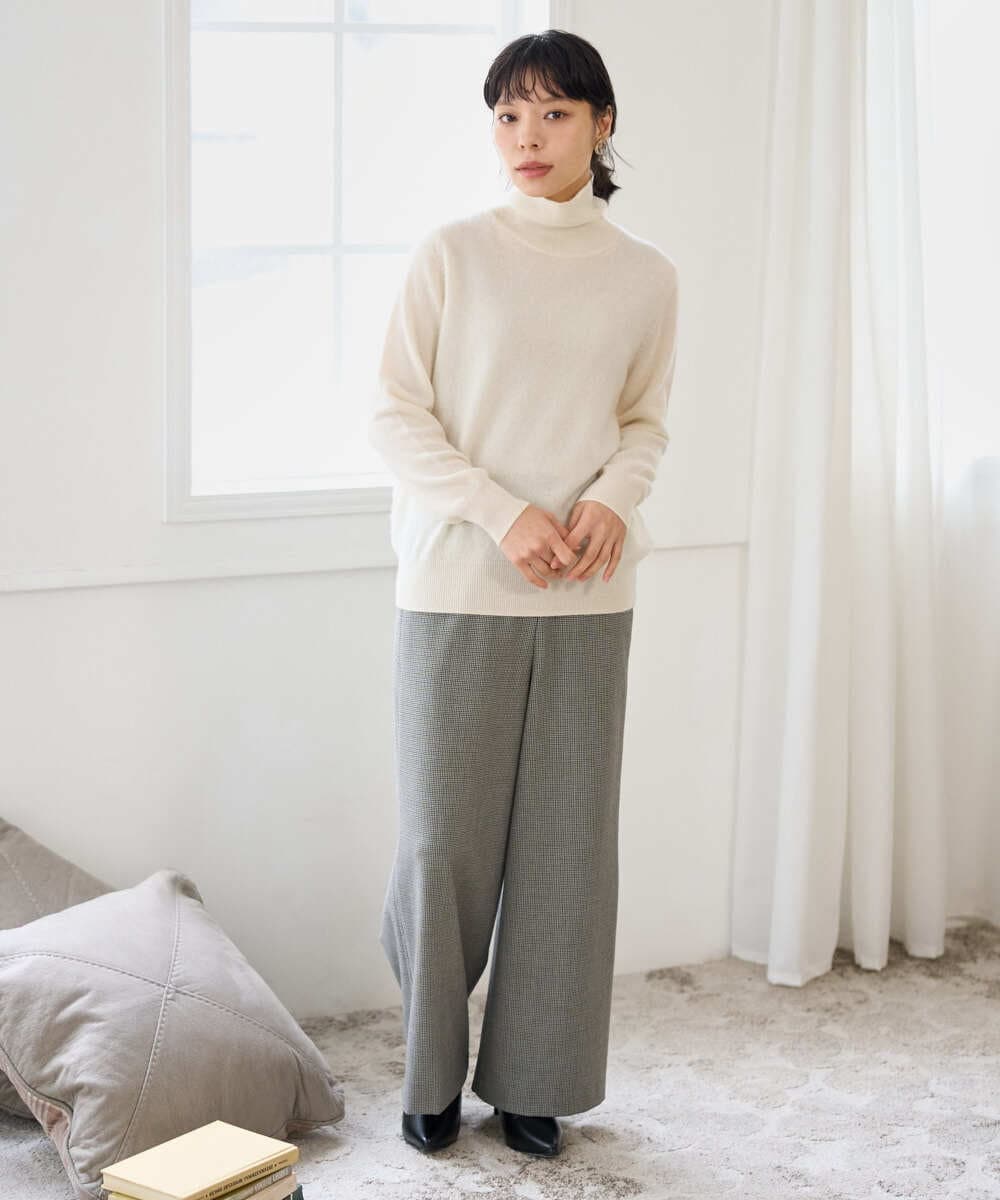 NHLAI89210 GIANNI LO GIUDICE(小さいサイズ)(メゾン ドゥ サンク) [セットアップ対応]チェック柄ワイドストレートパンツ グレー