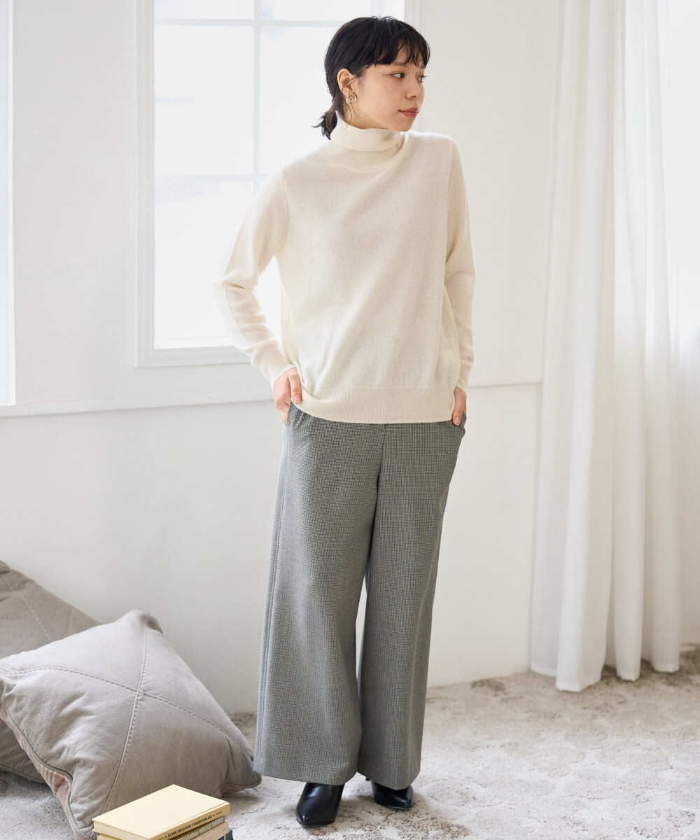 NHLAI89210 GIANNI LO GIUDICE(小さいサイズ)(メゾン ドゥ サンク) [セットアップ対応]チェック柄ワイドストレートパンツ グレー