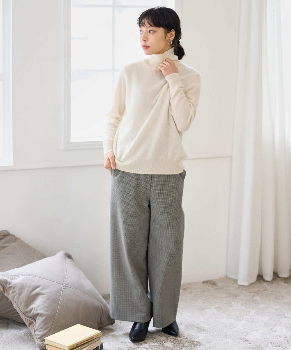 NHLAI89210 GIANNI LO GIUDICE(小さいサイズ)(メゾン ドゥ サンク) [セットアップ対応]チェック柄ワイドストレートパンツ グレー