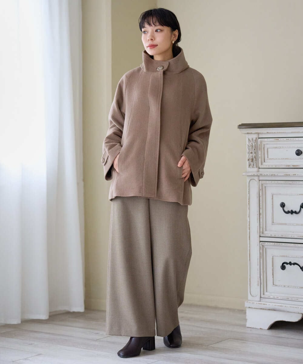 NHLAI89210 GIANNI LO GIUDICE(小さいサイズ)(メゾン ドゥ サンク) [セットアップ対応]チェック柄ワイドストレートパンツ グレー