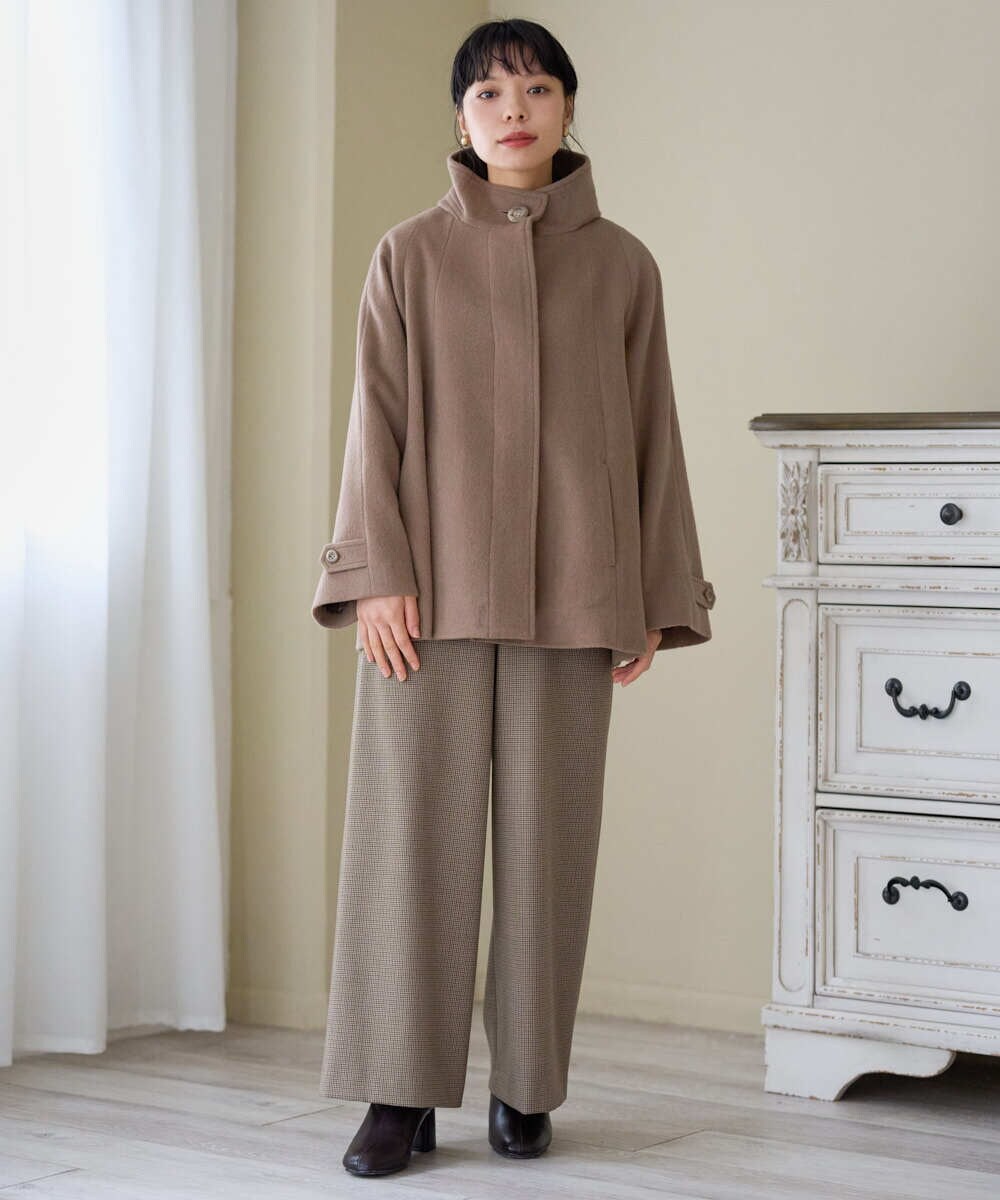 NHLAI89210 GIANNI LO GIUDICE(小さいサイズ)(メゾン ドゥ サンク) [セットアップ対応]チェック柄ワイドストレートパンツ グレー