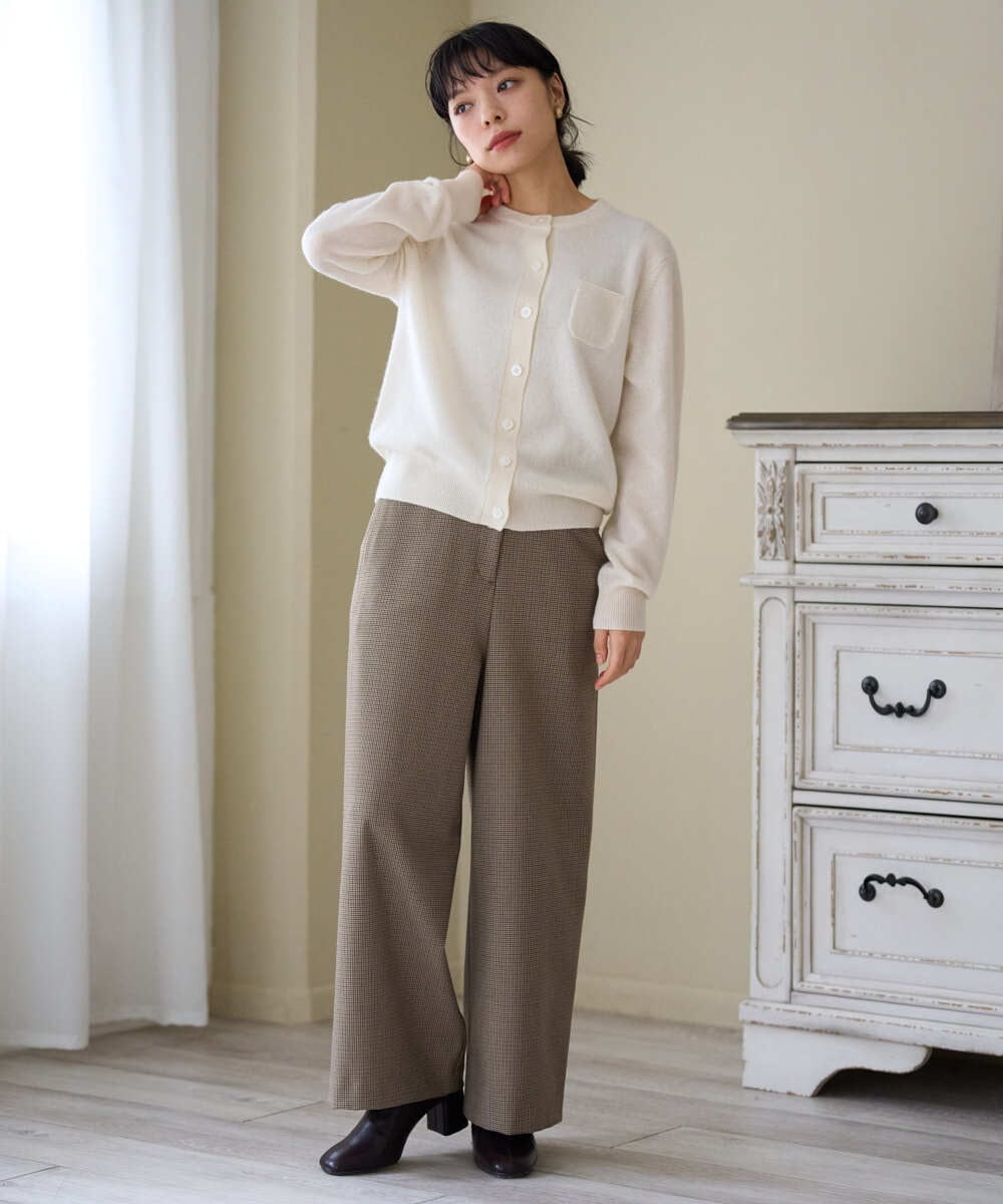 NHLAI89210 GIANNI LO GIUDICE(小さいサイズ)(メゾン ドゥ サンク) [セットアップ対応]チェック柄ワイドストレートパンツ グレー