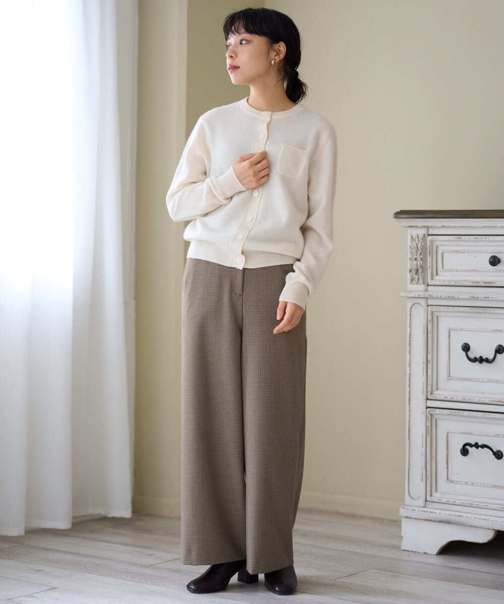 NHLAI89210 GIANNI LO GIUDICE(小さいサイズ)(メゾン ドゥ サンク) [セットアップ対応]チェック柄ワイドストレートパンツ グレー