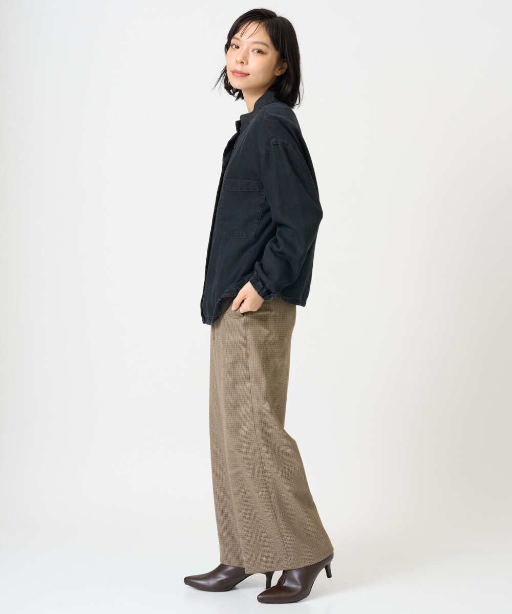 NHLAI89210 GIANNI LO GIUDICE(小さいサイズ)(メゾン ドゥ サンク) [セットアップ対応]チェック柄ワイドストレートパンツ グレー