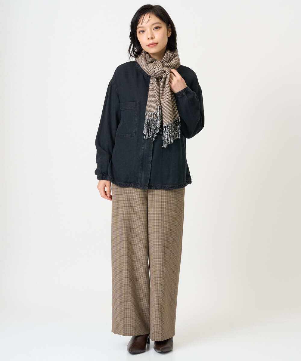 NHLAI89210 GIANNI LO GIUDICE(小さいサイズ)(メゾン ドゥ サンク) [セットアップ対応]チェック柄ワイドストレートパンツ グレー