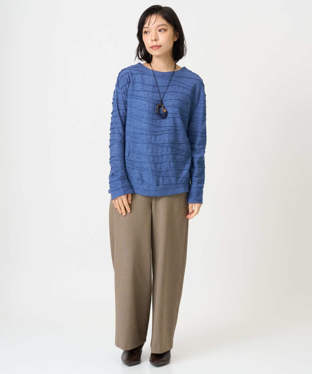 NHLAI89210 GIANNI LO GIUDICE(小さいサイズ)(メゾン ドゥ サンク) [セットアップ対応]チェック柄ワイドストレートパンツ グレー