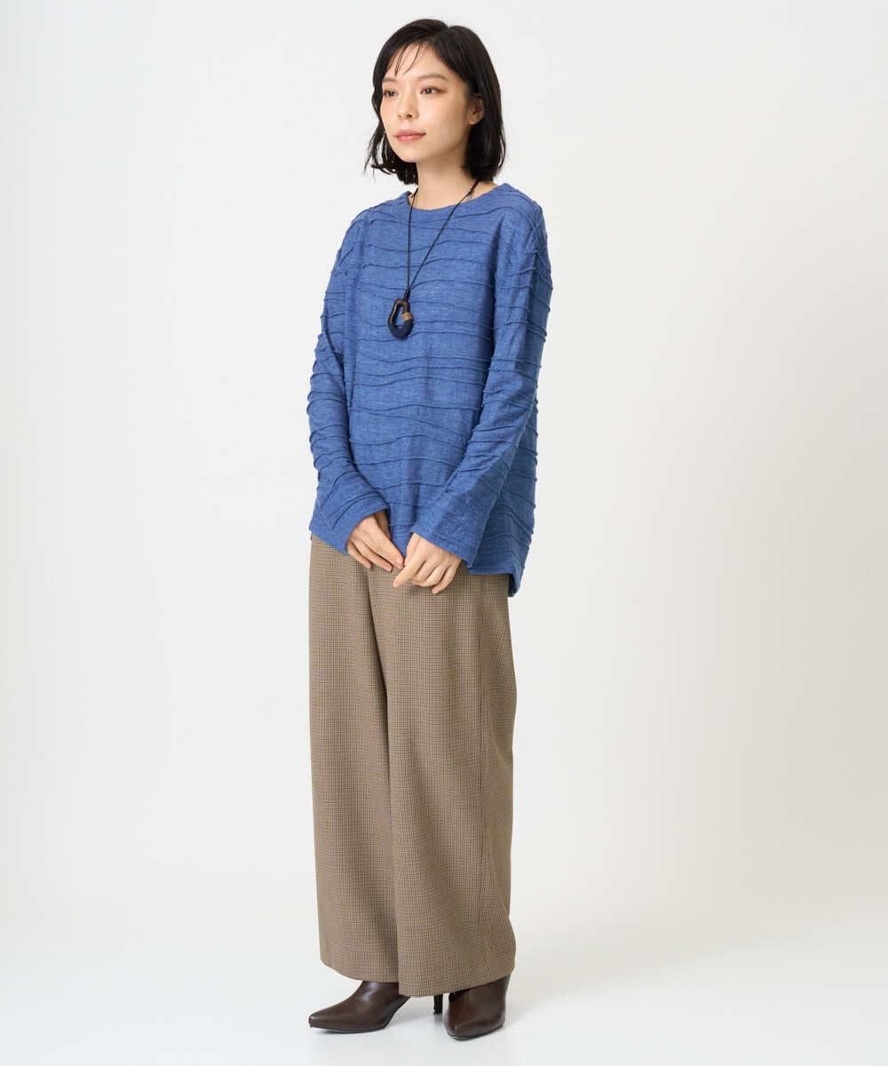 NHLAI89210 GIANNI LO GIUDICE(小さいサイズ)(メゾン ドゥ サンク) [セットアップ対応]チェック柄ワイドストレートパンツ グレー