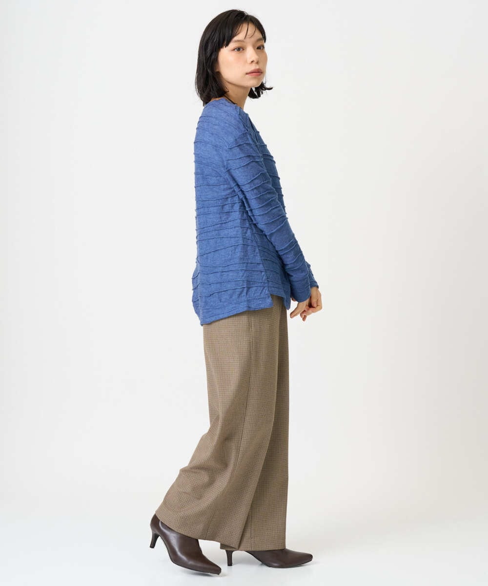 NHLAI89210 GIANNI LO GIUDICE(小さいサイズ)(メゾン ドゥ サンク) [セットアップ対応]チェック柄ワイドストレートパンツ グレー