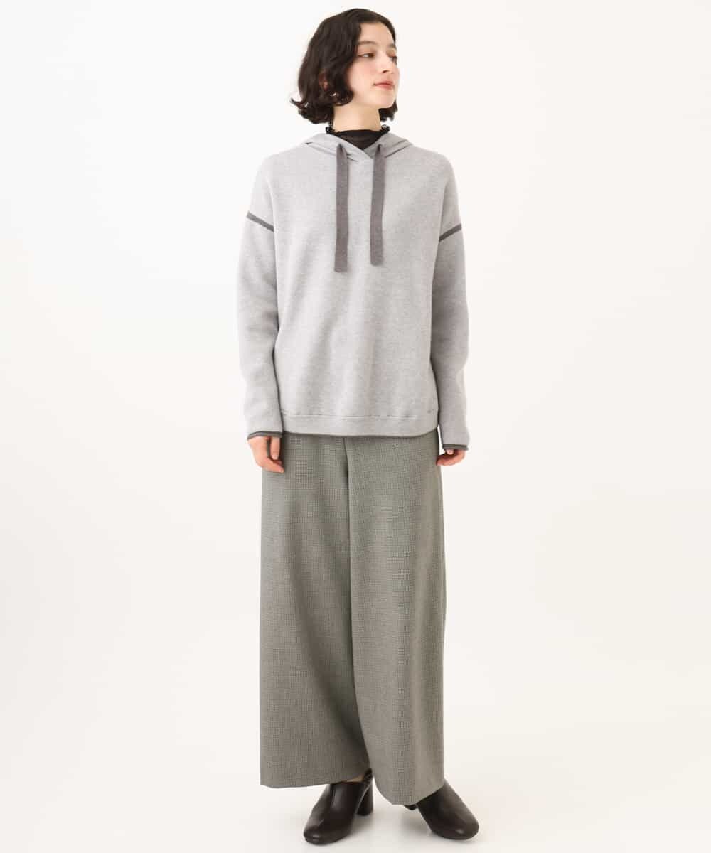 NHLAI89210 GIANNI LO GIUDICE(小さいサイズ)(メゾン ドゥ サンク) [セットアップ対応]チェック柄ワイドストレートパンツ グレー