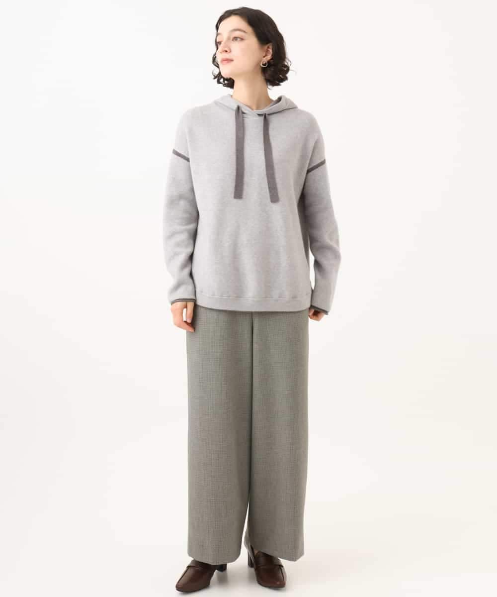 NHLAI89210 GIANNI LO GIUDICE(小さいサイズ)(メゾン ドゥ サンク) [セットアップ対応]チェック柄ワイドストレートパンツ グレー