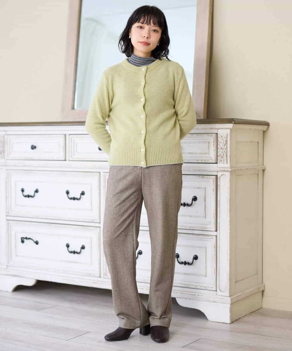 NHLAI91200 GIANNI LO GIUDICE(小さいサイズ)(メゾン ドゥ サンク) ヘリンボーンストレートパンツ ベージュ