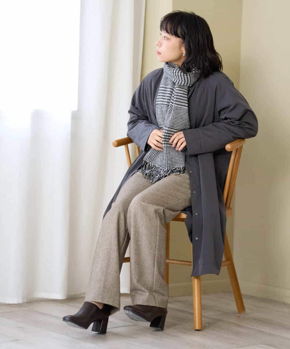 NHLAI91200 GIANNI LO GIUDICE(小さいサイズ)(メゾン ドゥ サンク) ヘリンボーンストレートパンツ ベージュ