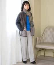 NHLAI91200 GIANNI LO GIUDICE(小さいサイズ)(メゾン ドゥ サンク) ヘリンボーンストレートパンツ ベージュ