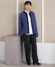NHLAI91200 GIANNI LO GIUDICE(小さいサイズ)(メゾン ドゥ サンク) ヘリンボーンストレートパンツ ベージュ