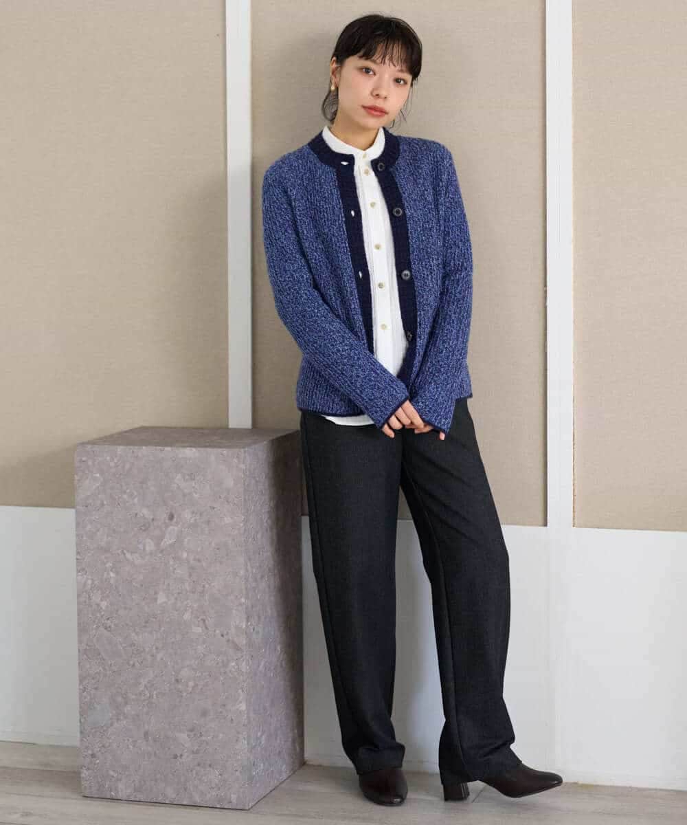 NHLAI91200 GIANNI LO GIUDICE(小さいサイズ)(メゾン ドゥ サンク) ヘリンボーンストレートパンツ ベージュ