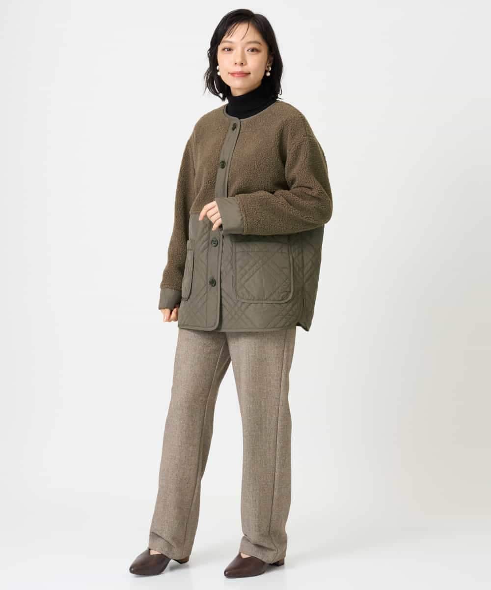 NHLAI91200 GIANNI LO GIUDICE(小さいサイズ)(メゾン ドゥ サンク) ヘリンボーンストレートパンツ ベージュ