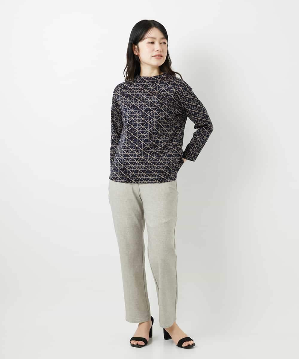 NHLHF81210 GIANNI LO GIUDICE(小さいサイズ)(メゾン ドゥ サンク) デニム調プリントハイテンションストレッチパンツ グレー