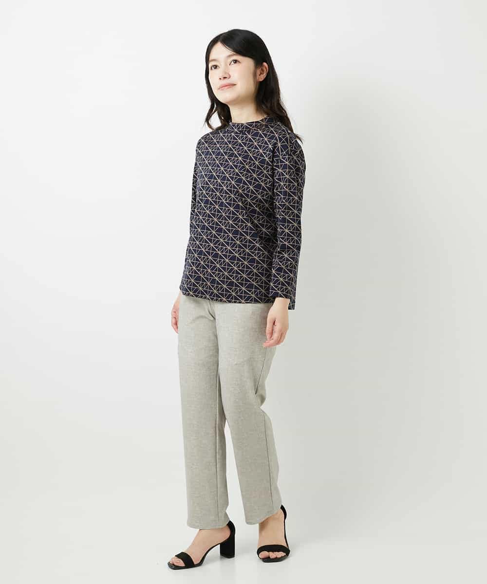 NHLHF81210 GIANNI LO GIUDICE(小さいサイズ)(メゾン ドゥ サンク) デニム調プリントハイテンションストレッチパンツ グレー