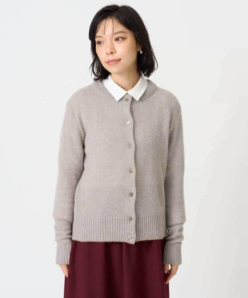 NHSAI86390 GIANNI LO GIUDICE(小さいサイズ)(メゾン ドゥ サンク) ピュアカシミヤクルーネックカーディガン ライトイエロー
