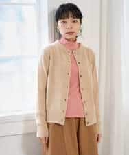 NHSAI86390 GIANNI LO GIUDICE(小さいサイズ)(メゾン ドゥ サンク) ピュアカシミヤクルーネックカーディガン オレンジベージュ