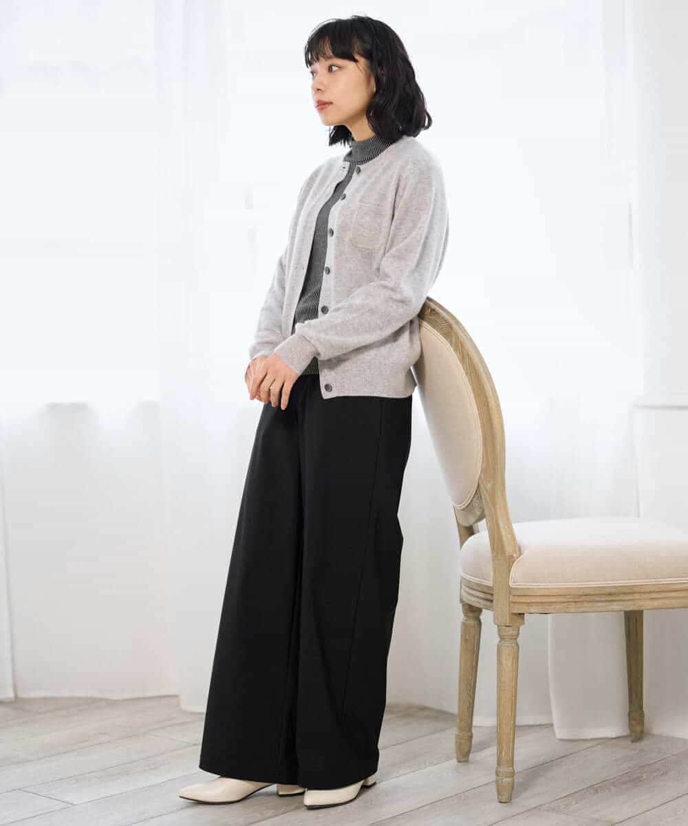 NHSAI87390 GIANNI LO GIUDICE(小さいサイズ)(メゾン ドゥ サンク) カシミヤクルーネックカーディガン ブルー