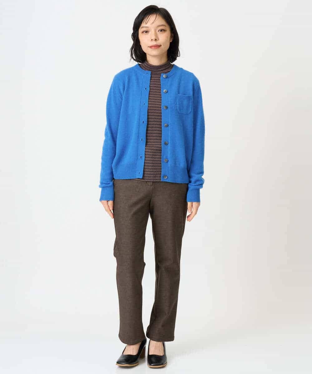 NHSAI87390 GIANNI LO GIUDICE(小さいサイズ)(メゾン ドゥ サンク) カシミヤクルーネックカーディガン ブルー
