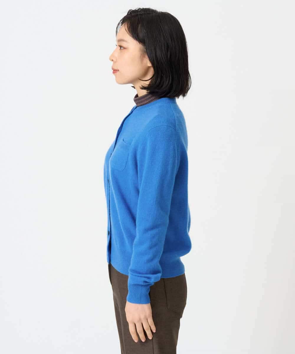 NHSAI87390 GIANNI LO GIUDICE(小さいサイズ)(メゾン ドゥ サンク) カシミヤクルーネックカーディガン ブルー