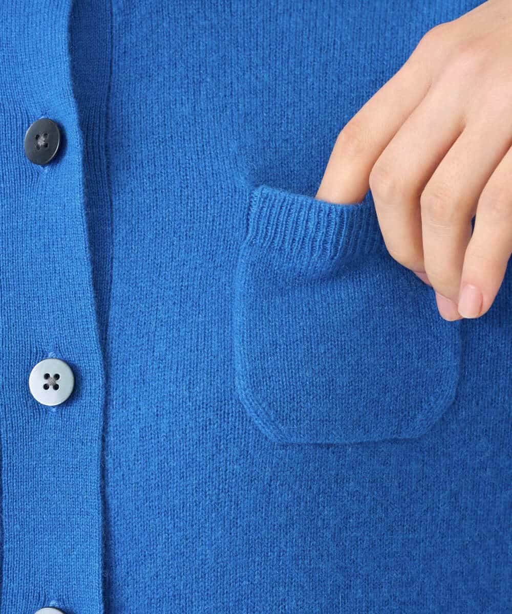 NHSAI87390 GIANNI LO GIUDICE(小さいサイズ)(メゾン ドゥ サンク) カシミヤクルーネックカーディガン ブルー