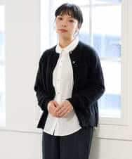 NHSAI87390 GIANNI LO GIUDICE(小さいサイズ)(メゾン ドゥ サンク) カシミヤクルーネックカーディガン ブラック