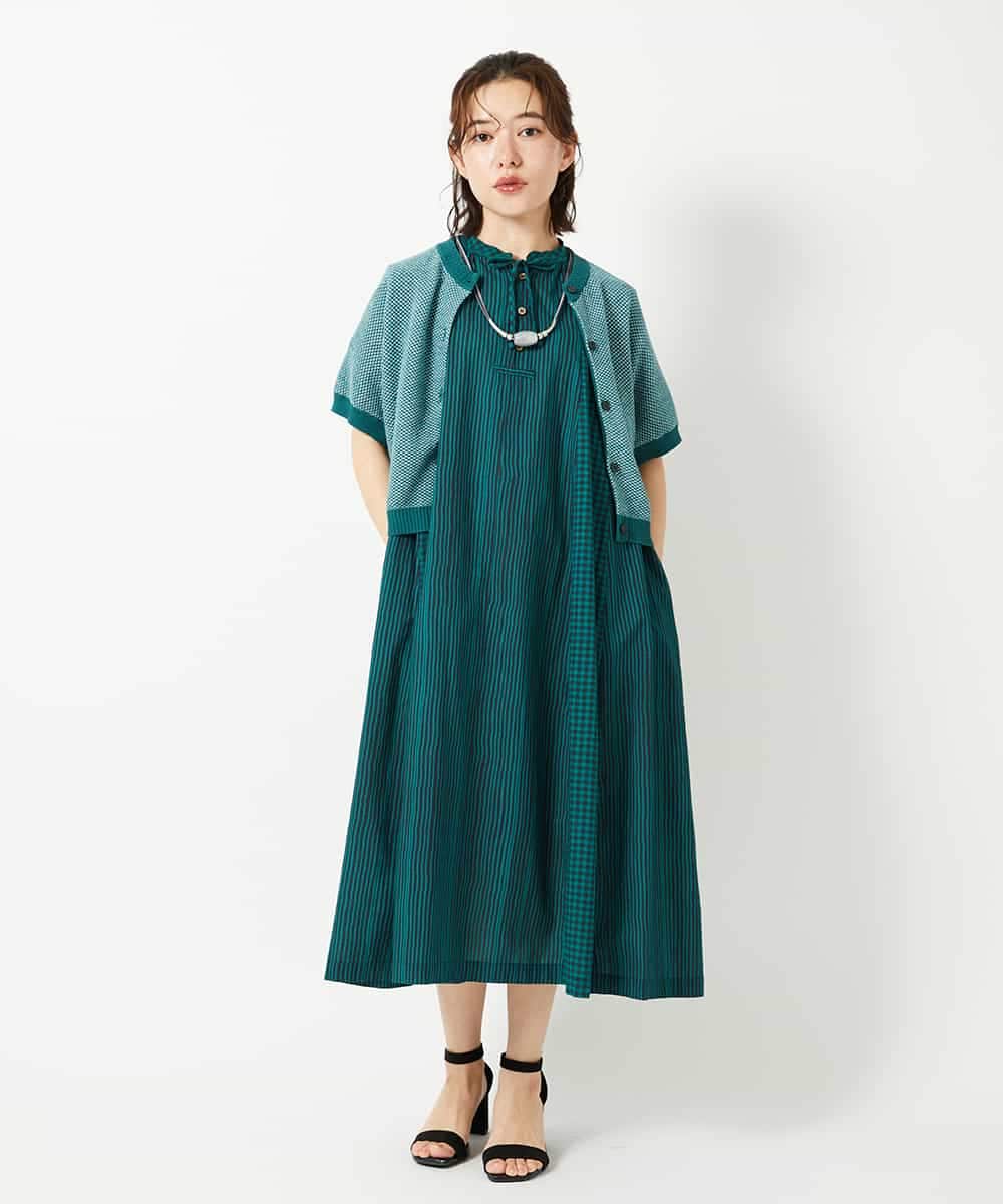 NHSHE60250 GIANNI LO GIUDICE(小さいサイズ)(メゾン ドゥ サンク) 【洗える】メランジジャガードカーディガン カーキ