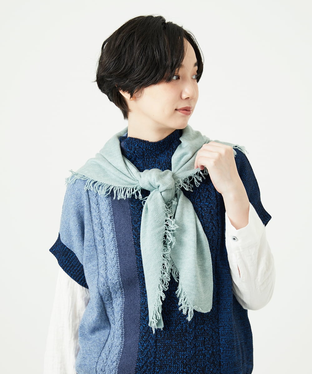 NK3AE14130 GIANNI LO GIUDICE(ジャンニ ロ ジュディチェ) [洗える]トライアングルストール ライトグリーン
