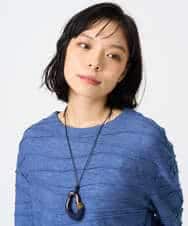 NR2AH37100 GIANNI LO GIUDICE(小さいサイズ)(メゾン ドゥ サンク) [日本製]イレギュラーウッドトップネックレス ネイビー