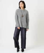 NR2AH37100 GIANNI LO GIUDICE(小さいサイズ)(メゾン ドゥ サンク) [日本製]イレギュラーウッドトップネックレス ネイビー