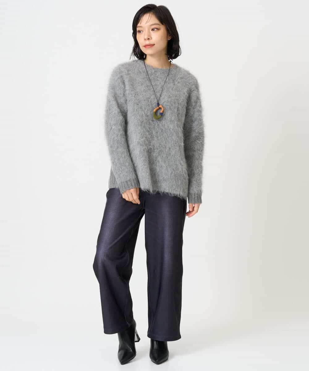 NR2AH37100 GIANNI LO GIUDICE(小さいサイズ)(メゾン ドゥ サンク) [日本製]イレギュラーウッドトップネックレス ネイビー