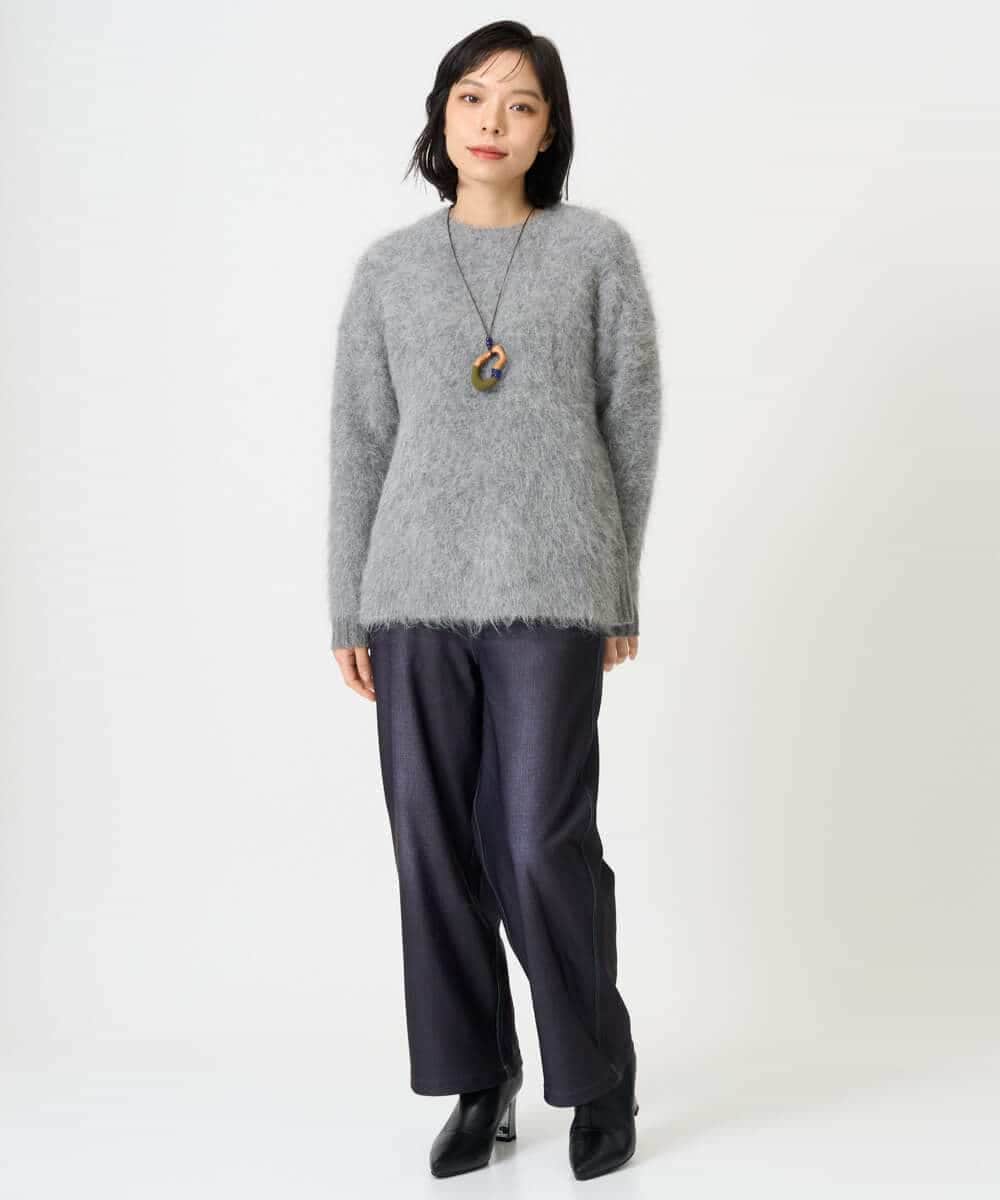 NR2AH37100 GIANNI LO GIUDICE(小さいサイズ)(メゾン ドゥ サンク) [日本製]イレギュラーウッドトップネックレス ネイビー