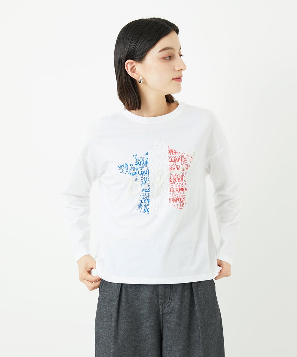 NSKAF97170 Maison de CINQ(メゾン ドゥ サンク) ロゴ刺繍コットンカットソー ホワイト
